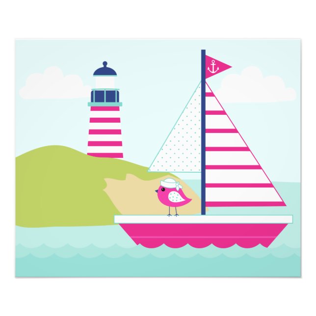 Foto Barco e Farol, cor-de-rosa, (Frente)