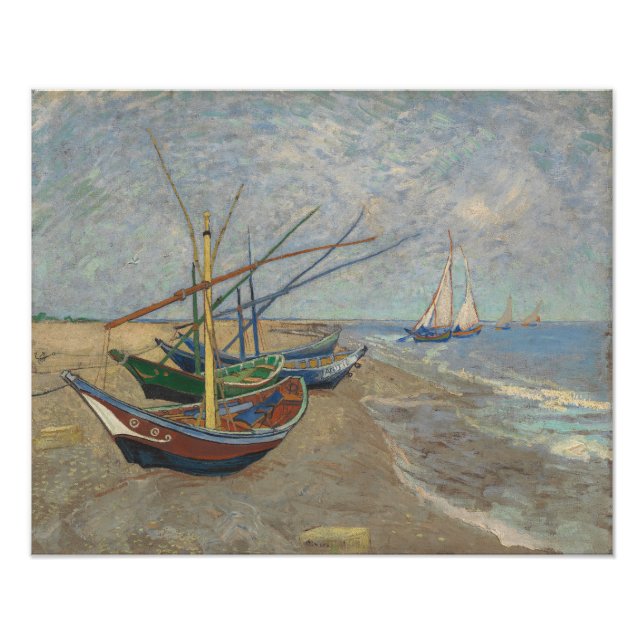 Foto Barcos de pesca na praia de Les Saintes-Maries  (Frente)