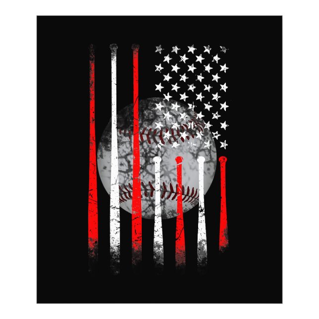 Foto Baseball EUA Flag American Flag Vintage (Frente)