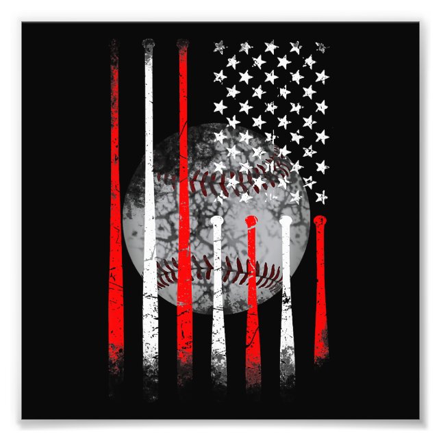 Foto Baseball EUA Flag American Flag Vintage (Frente)