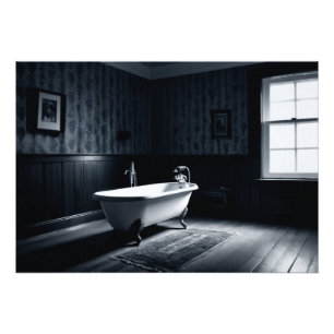 Foto Bathtub in a dark room with ambient lighting