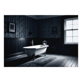 Foto Bathtub in a dark room with ambient lighting