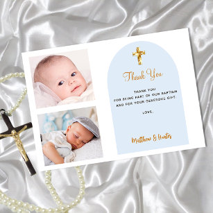 Foto batismo gêmeos cartões de agradecimentos de m