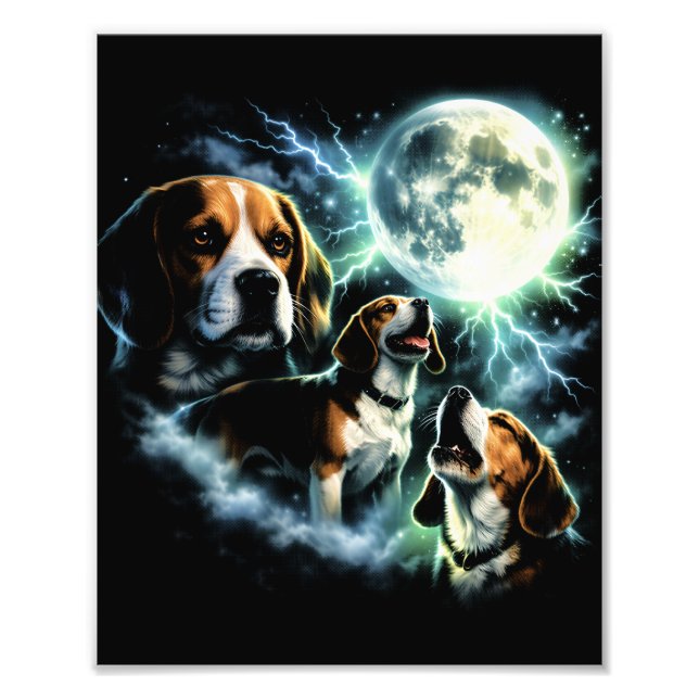 Foto Beagle Uivando à Lua – Cachorro de Caça Noturno (Frente)