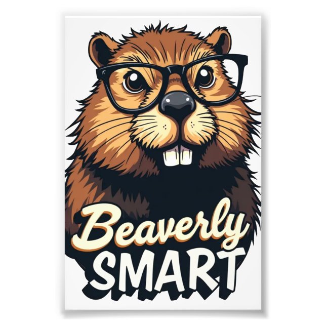 Foto Beaverly Smart - Castor Engraçado com Gráfico de Ó (Frente)