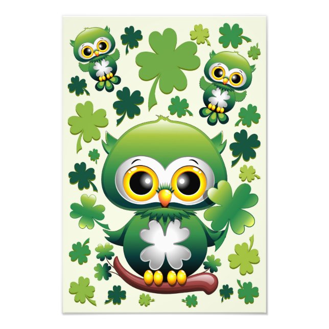 Foto Bebê Coruja Fofo St Patrick Desenho Animado (Frente)