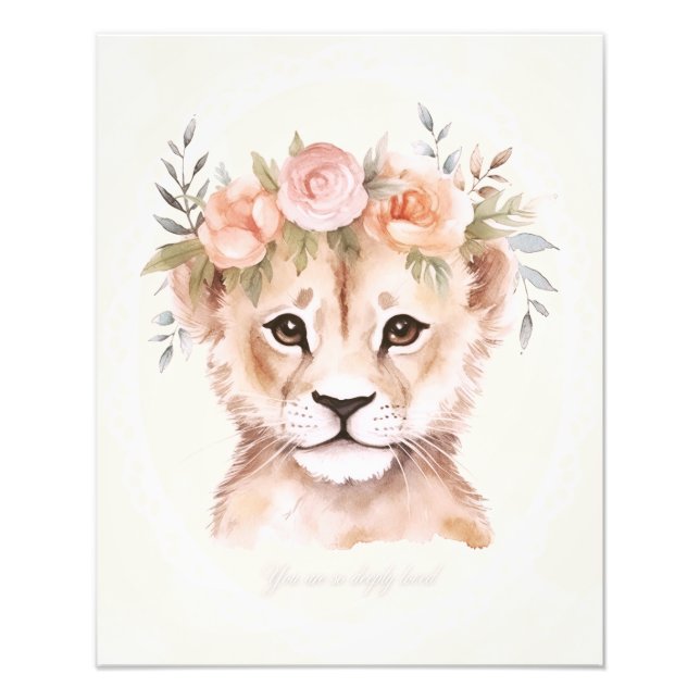Foto Bebê Lion Cub com Flor Crown Art (Frente)