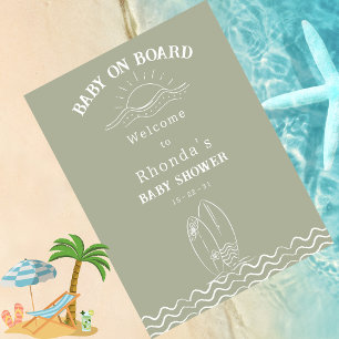 Foto Bebê no Conselho Chá de fraldas Verde Neutro Bem-v