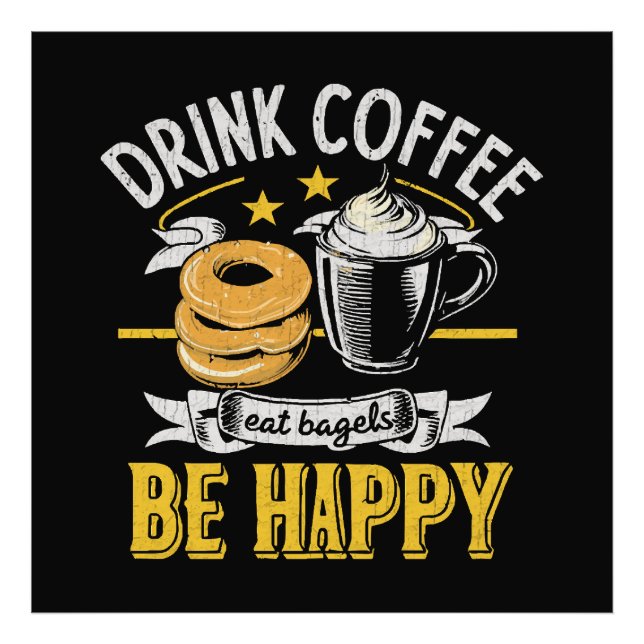 Foto Beber Café Comer Bagels Ser Feliz (Frente)