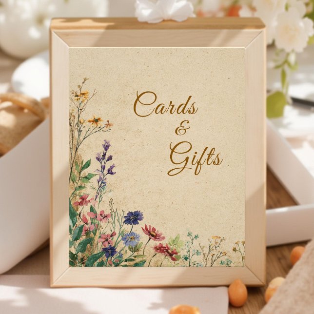 Foto Beige Border Rustic Boho Wildflower Sinal (Criador carregado)