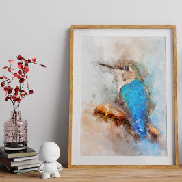 Foto Beija-flor em aquarela vibrante em um galho