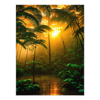 Foto Bela floresta tropical com pôr do sol