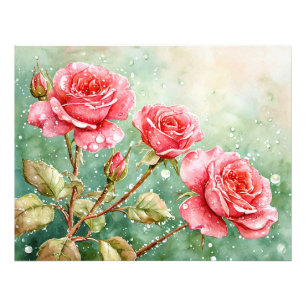 Foto Bela Pintura em Aquarela de Rosas Vermelhas