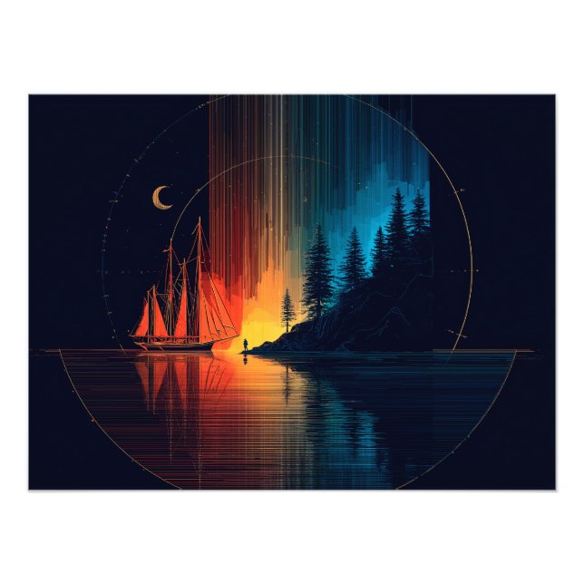 Foto Beleza e terror, naves, lua e luzes de norte (Frente)