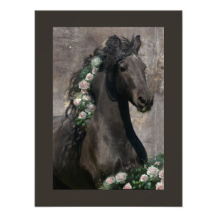 Foto Beleza Negra Cavalo Frísia - Poster