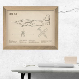 Foto Bell X-1 - Planos de Impressão Blueprint de Avião 