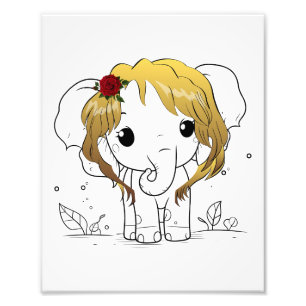 Foto Belo elefante bebê fêmea com cabelo amarelo