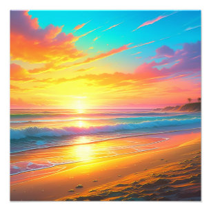 Foto Belo pôr do sol na praia de Ocean Sandy