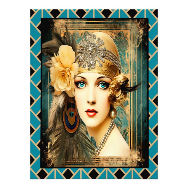 Foto Belo Poster de Flapper Elegante. (Frente)