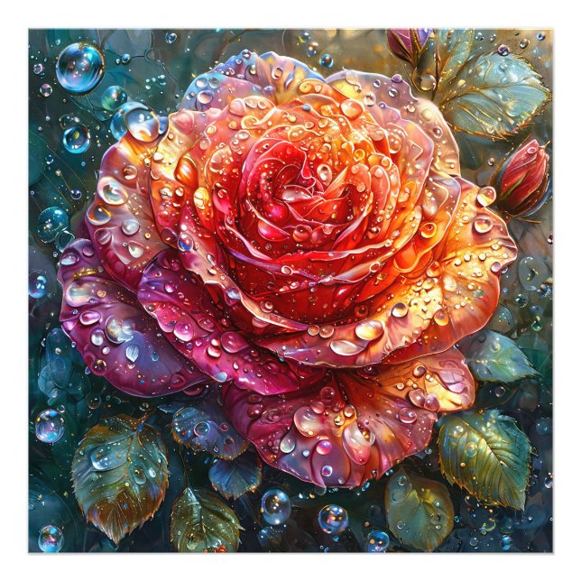 Foto Belo rosa com gotículas de água (Frente)