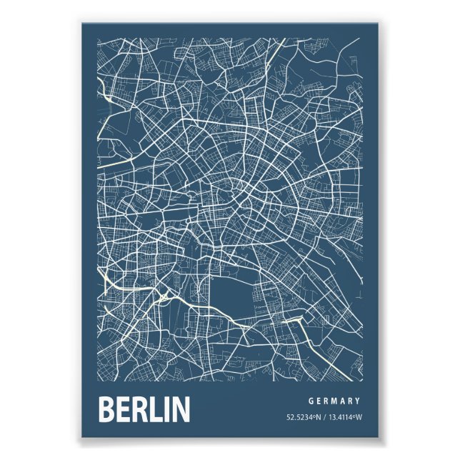 Foto Berlim - Mapa da Cidade Blueprint Alemanha (Frente)