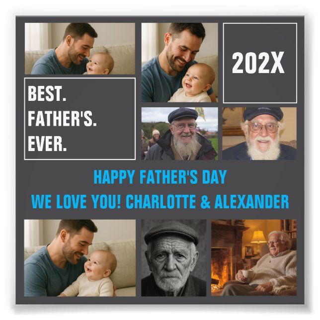 Foto Best Father Ever Photo Collage and Custom Text (Frente)