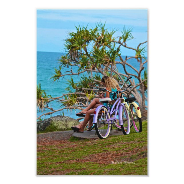 Foto Bicicletas junto ao Oceano a Cores (Frente)