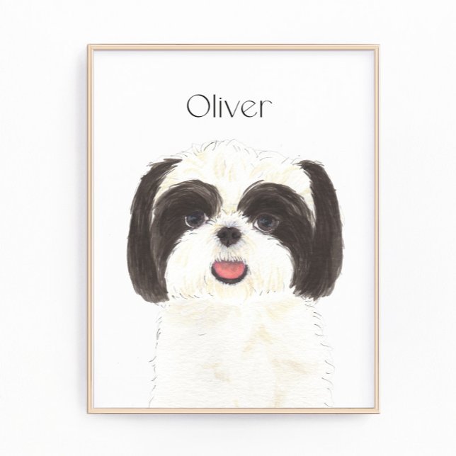 Foto Black and White Shih Tzu Art personalizado (Criador carregado)