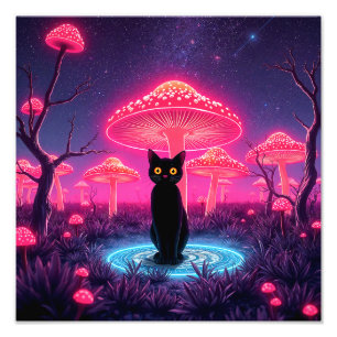 Foto black cat in the psychedelic world