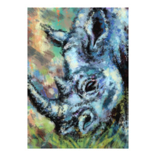 Foto Black Rhino Grazes Em Savana - Pintura Original
