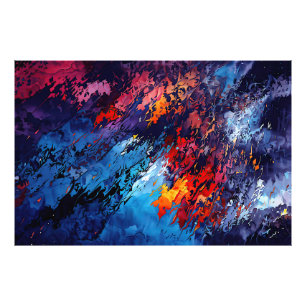 Foto Blue Ember Blue Red Contemporâneo Abstrato Art