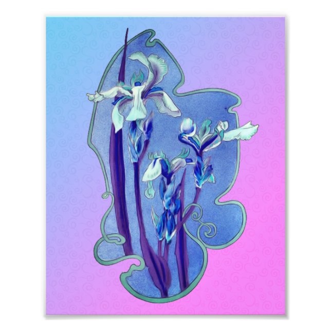 Foto Blue Irises Floral Art 8x10 (Frente)