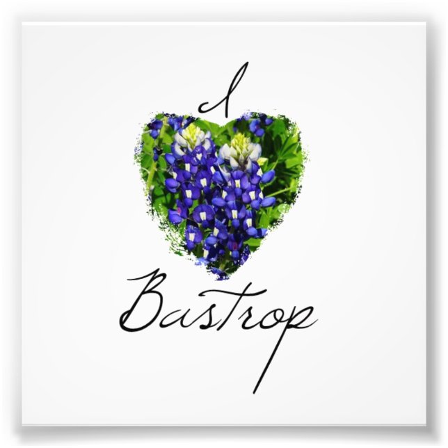 Foto Bluebonnet "I Heart Bastrop' Square Impressão (Frente)
