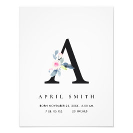 FOTO BLUSH BLUE BLUE FLORAL ALPHABET NAME A BABY NASCIM