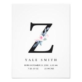 FOTO BLUSH BLUE FLORAL ALPHABET NAME Z BABY NASCIMENTO