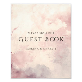 Foto Blush Pink Watercolor Wash Wedding Guest Book Sign