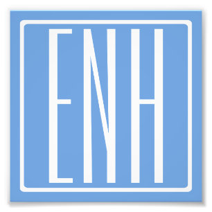 Foto Bold Modern 3 Iniciais Monograma Azul macio