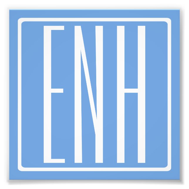 Foto Bold Modern 3 Iniciais Monograma | Azul macio (Frente)