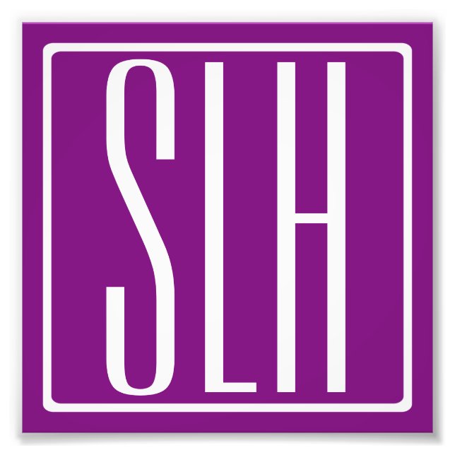 Foto Bold Modern 3 Iniciais Monograma | Branco e Roxo (Frente)