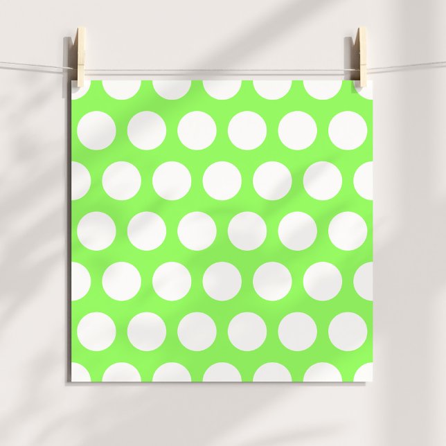 Foto Bolinhas verdes e brancas (Green and White Polka Dots Photo Print)