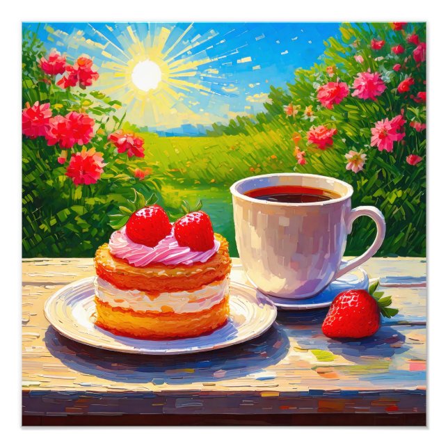 Foto Bolo de morango e café (Frente)