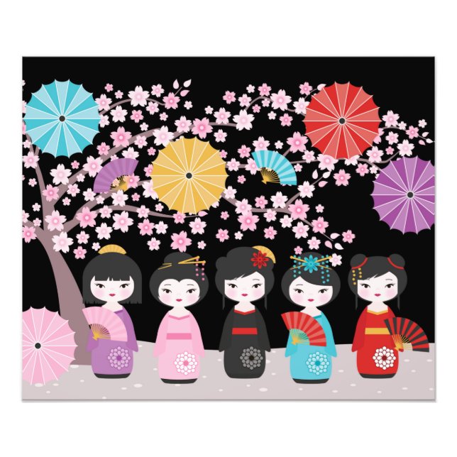 Foto Bonecas Kokeshi japonesas Black (Frente)