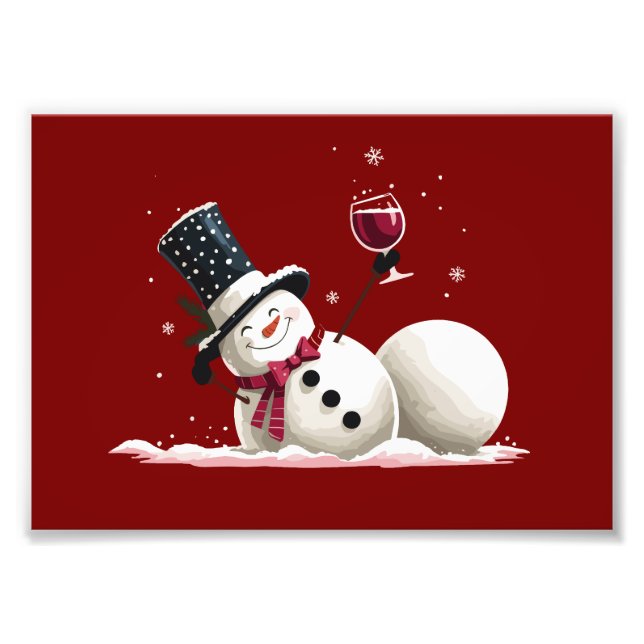 Foto Boneco de Neve Com Presente de Natal com Vinho Fér (Frente)