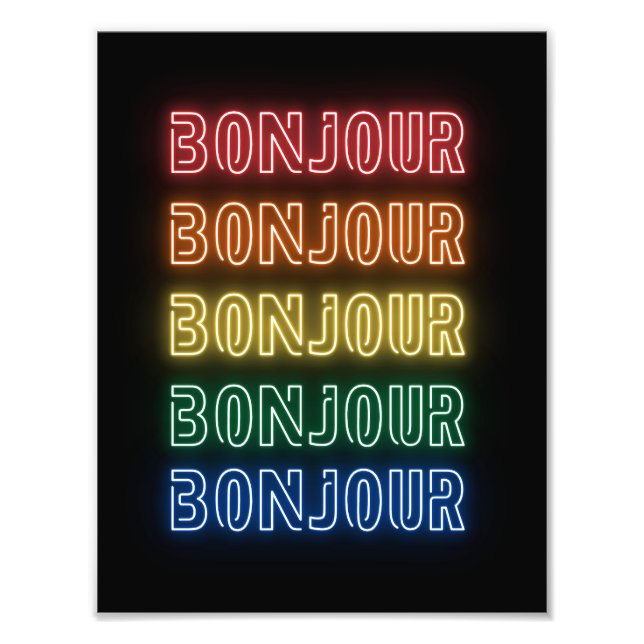 Foto Bonjour Neon Temático Moderno Arco-íris (Frente)