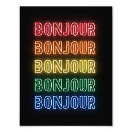 Foto Bonjour Neon Themed Modern Rainbow