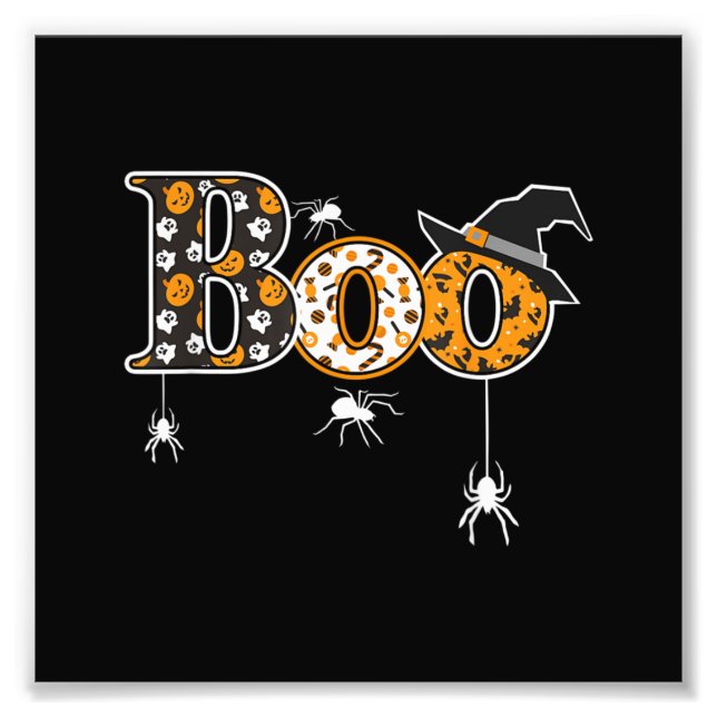 Foto Boo With Spiders And Witch Hat Halloween (Frente)
