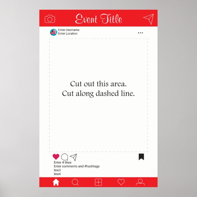 Foto Booth Prop Frame Poster Design de Mídia Socia (Frente)