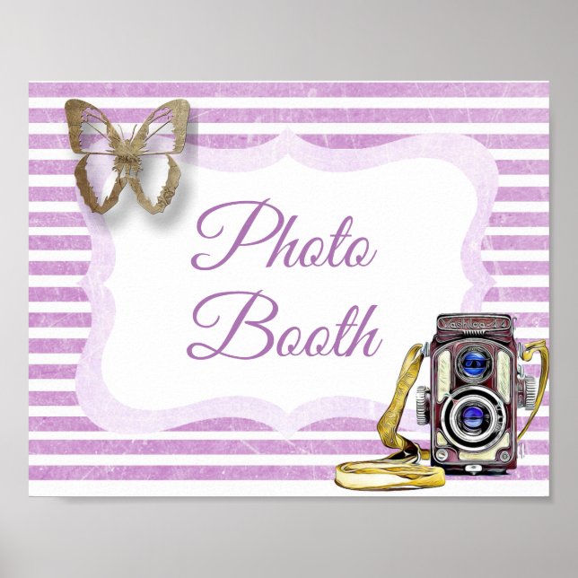 Foto: Booth Sign Purple Butterfly Poster (Frente)