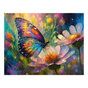 Foto Borboleta Colorida e Flores Silvestres ao Nascer d