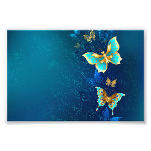 Foto Borboletas de Ouro em um fundo azul